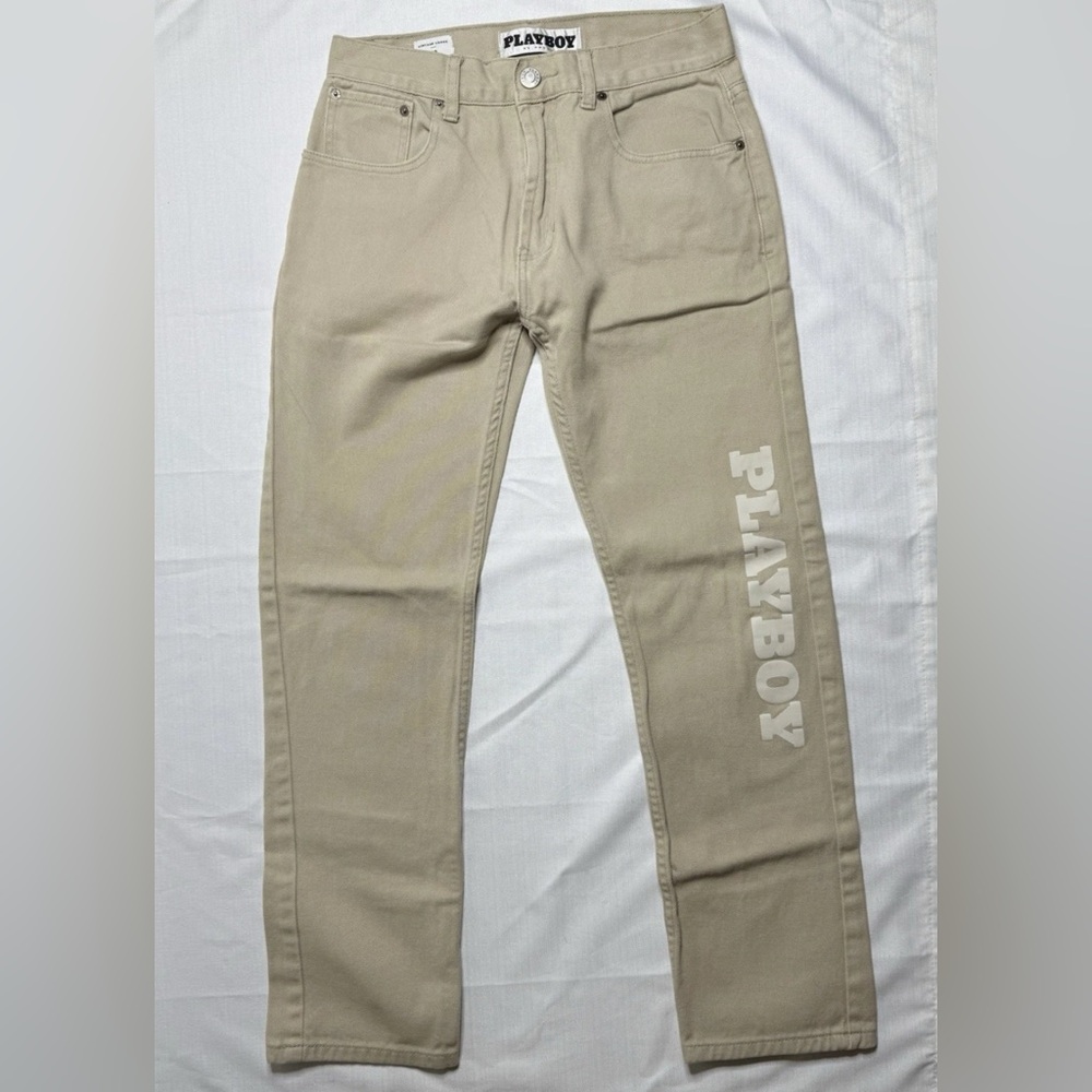 PLAYBOY PacSun Exclusive  Women’s 28 Khaki Bunny Logo Denim Jeans straight Leg